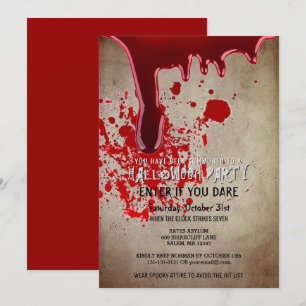 Scary Halloween Party Bloody  Paper Kaart