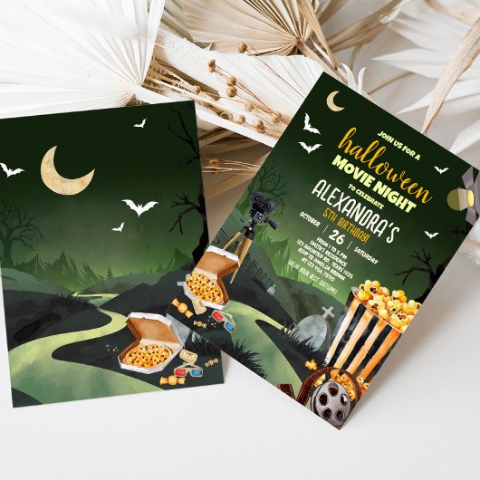 Scary Halloween Party Film Night Verjaardagsfeest Kaart