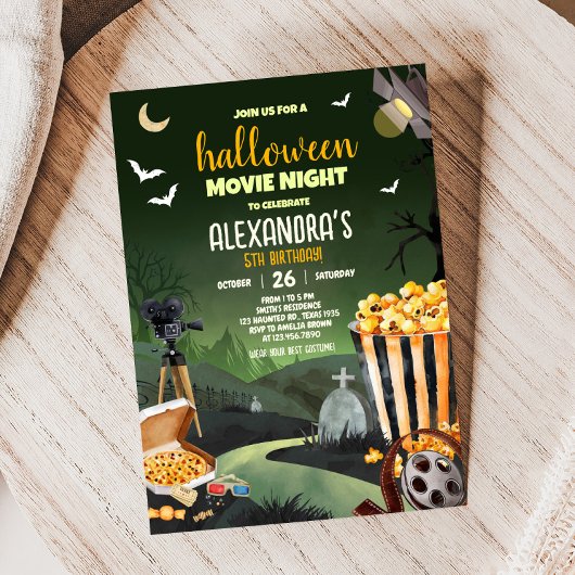 Scary Halloween Party Film Night Verjaardagsfeest Kaart