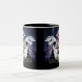 Scary Halloween Party, Haunted House Tweekleurige Koffiemok (Center)