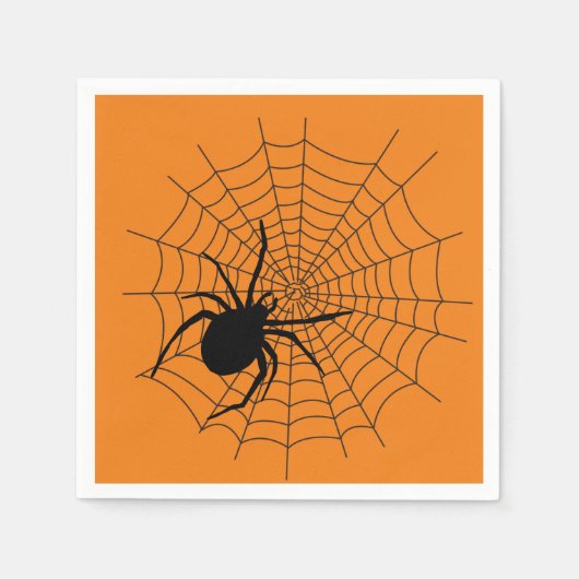 Scary Halloween Party Spider Web Oranje Black Servet (Voorkant)