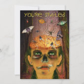 Scary Halloween Party | Zombie Brain Bugs Creepy Kaart (Voorkant)