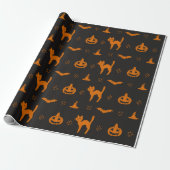 Scary Halloween Pattern Cadeaupapier (Uitgerold)