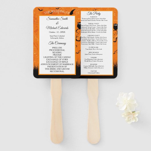 Scary Halloween Personaliseer Huwelijksprogramma Handwaaier (Voorkant en achterkant)