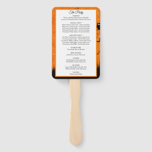 Scary Halloween Personaliseer Huwelijksprogramma Handwaaier (Achterkant)