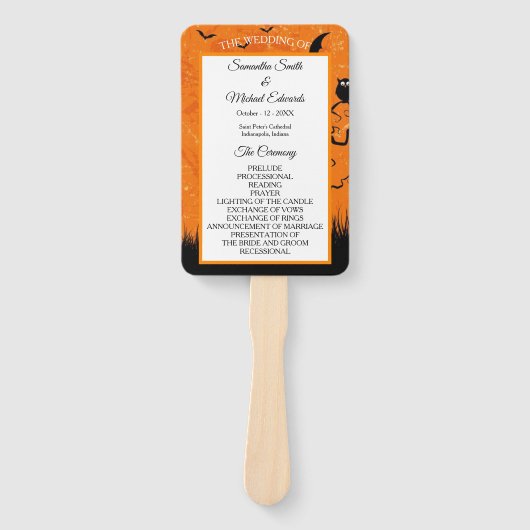 Scary Halloween Personaliseer Huwelijksprogramma Handwaaier (Voorkant)