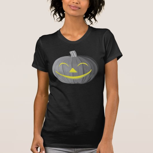 Scary Halloween Pumpkin Black en White T-Shirt (Voorkant)