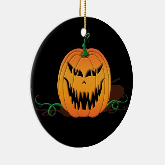 Scary Halloween Pumpkin Face Keramisch Ornament (Rechts)
