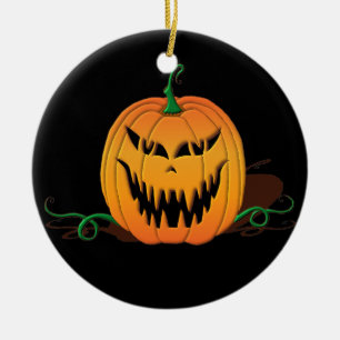 Scary Halloween Pumpkin Face Keramisch Ornament