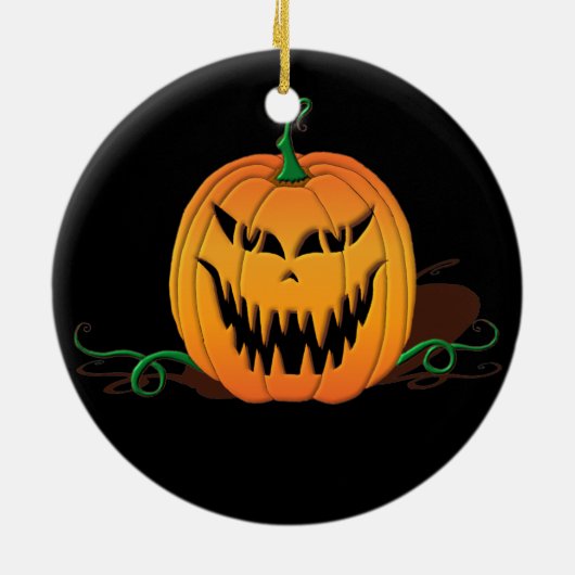 Scary Halloween Pumpkin Face Keramisch Ornament (Achterkant)