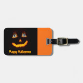 Scary Halloween pumpkin face with fiery blue eye Bagagelabel (Voorkant horizontaal)