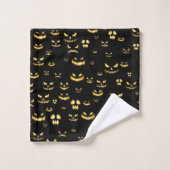 Scary Halloween Pumpkin Pattern Bad Handdoek (Wasdoekje)