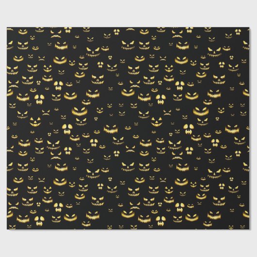Scary Halloween Pumpkin Pattern Cadeaupapier (Vlak)