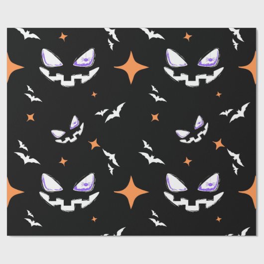 Scary Halloween Pumpkin Pattern Gift Cadeaupapier (Vlak)