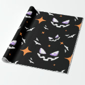 Scary Halloween Pumpkin Pattern Gift Cadeaupapier (Uitgerold)