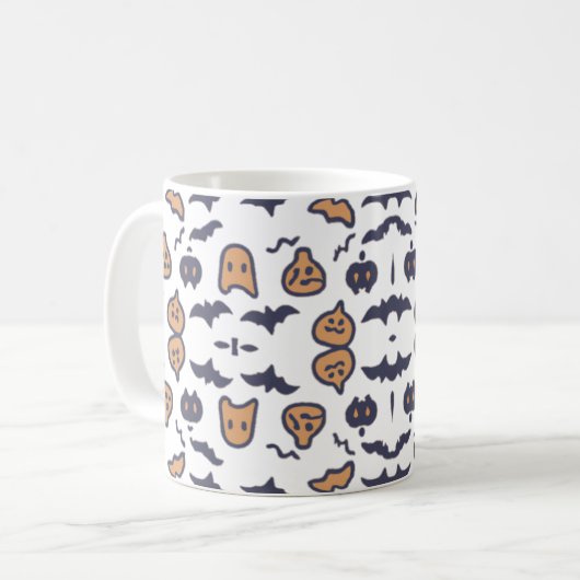 Scary Halloween Pumpkin Pattern Koffiemok (Voorkant links)