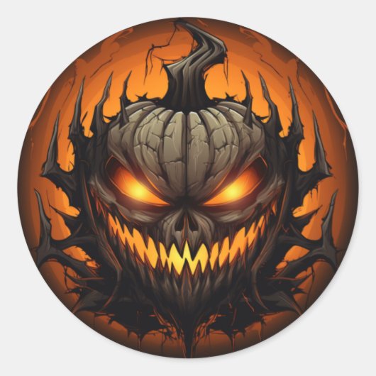 Scary Halloween Pumpkin Ronde Sticker (Voorkant)