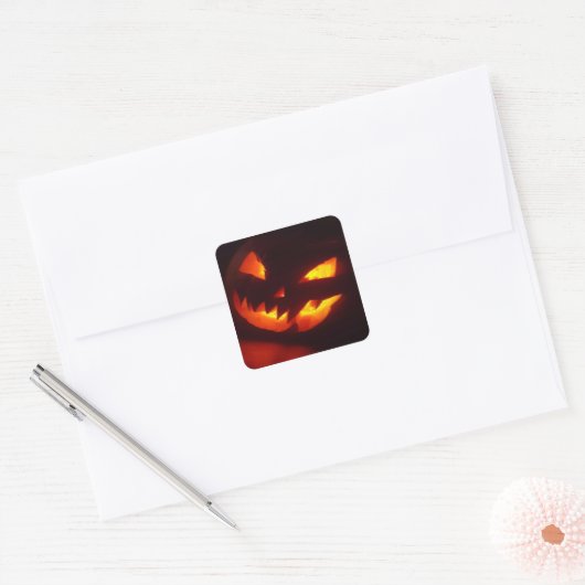 Scary Halloween Pumpkin Vierkante Sticker (Envelop)