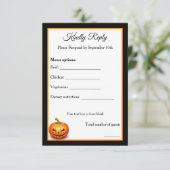 Scary Halloween Pumpkin Wedding RSVP Kaart Option (Staand voorkant)