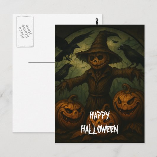 Scary Halloween Pumpkin Witch Scary Night Briefkaart (Voorkant / Achterkant)