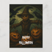 Scary Halloween Pumpkin Witch Scary Night Briefkaart (Voorkant)