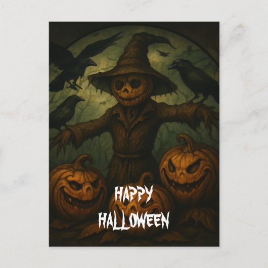 Scary Halloween Pumpkin Witch Scary Night Briefkaart (Voorkant)