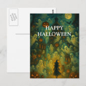 Scary Halloween Pumpkin Witch Scary Night Briefkaart (Voorkant / Achterkant)