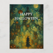Scary Halloween Pumpkin Witch Scary Night Briefkaart (Voorkant)