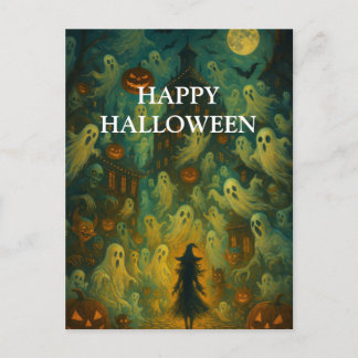 Scary Halloween Pumpkin Witch Scary Night Briefkaart
