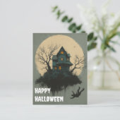 Scary Halloween Pumpkin Witch Scary Night Briefkaart (Staand voorkant)