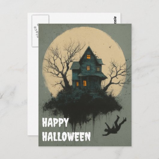 Scary Halloween Pumpkin Witch Scary Night Briefkaart (Voorkant / Achterkant)