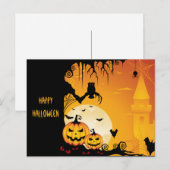Scary Halloween Pumpkins and Full Moon Briefkaart (Voorkant / Achterkant)