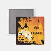 Scary Halloween Pumpkins and Full Moon Magneet (Voorkant / Achterkant)