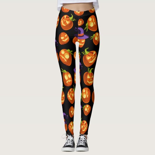 Scary Halloween Pumpkins Leggings (Voorkant)