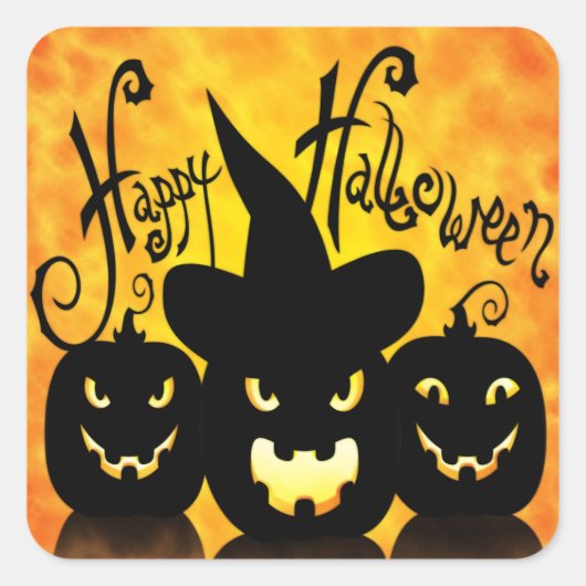 Scary Halloween Pumpkins Vierkante Sticker (Voorkant)