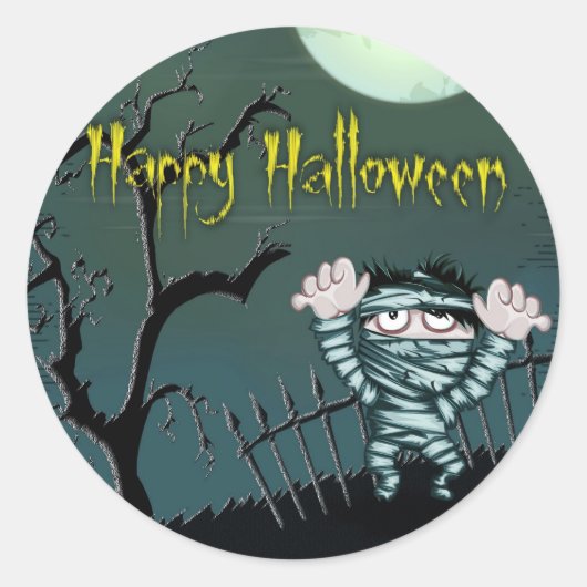 Scary Halloween Ronde Sticker (Voorkant)