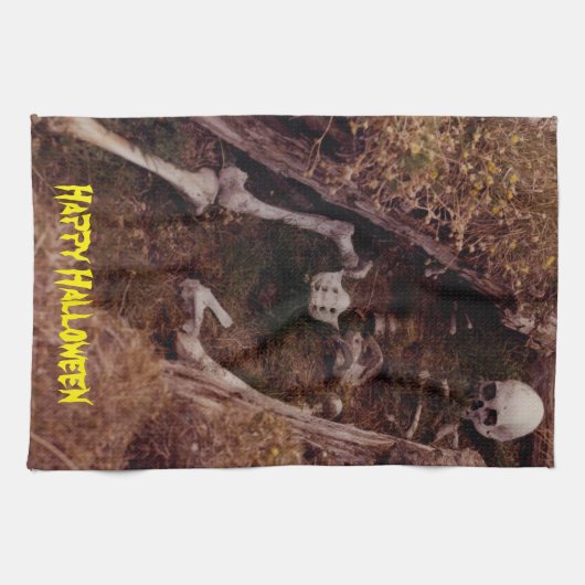 Scary Halloween Skeleton Botten Graveyard Theedoek (Horizontaal)