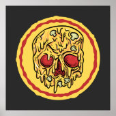 Scary Halloween Skull Cheese And Mushroom Pizza Poster (Voorkant)