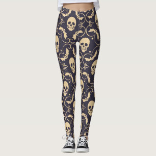 Scary Halloween Skulls Pattern-Leggings Leggings