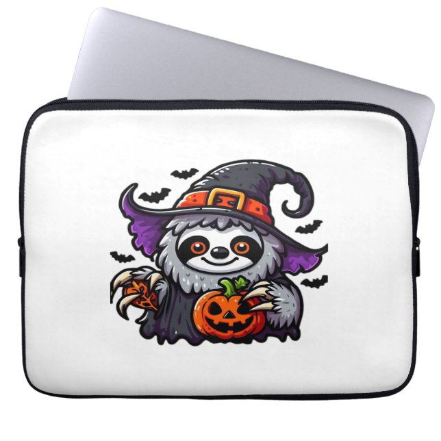 Scary Halloween Sloth Witch Hat Costume Spooky Sea Laptop Sleeve (Voorkant)