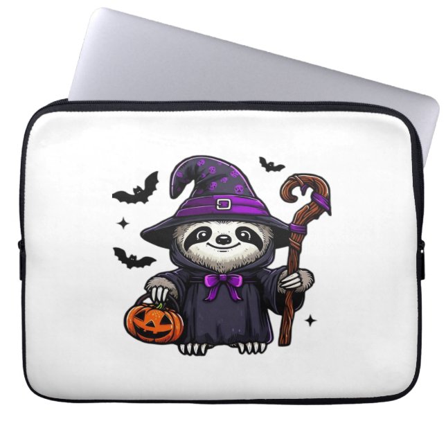 Scary Halloween Sloth Witch Hat Costume Spooky Sea Laptop Sleeve (Voorkant)