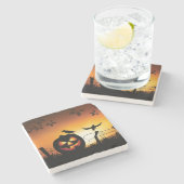 Scary Halloween Thleed Background Stenen Onderzetter (Zijkant)