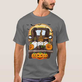 Scary Halloween Truck Gnomes Farmer Witch Pumpkin T-shirt