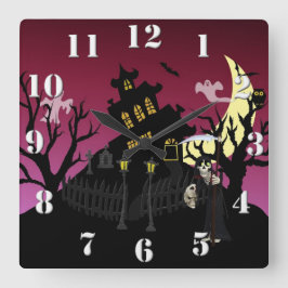 Scary Halloween Vierkante Klok