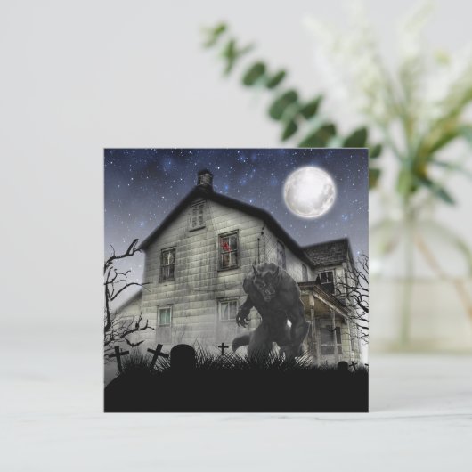 Scary Halloween Werewolf Kaart (Staand voorkant)