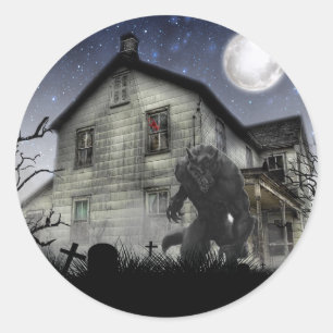 Scary Halloween Werewolf Ronde Sticker