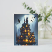 Scary Halloween Witch Castle Briefkaart (Staand voorkant)