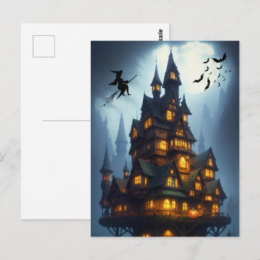 Scary Halloween Witch Castle Briefkaart (Voorkant / Achterkant)