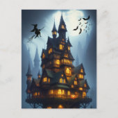 Scary Halloween Witch Castle Briefkaart (Voorkant)