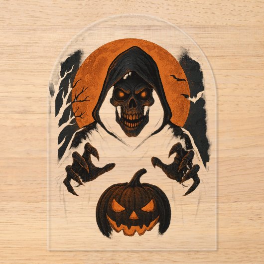 Scary Halloween Wizard - griezelige schedel met ca Acryl Uitnodigingen (Voorkant)